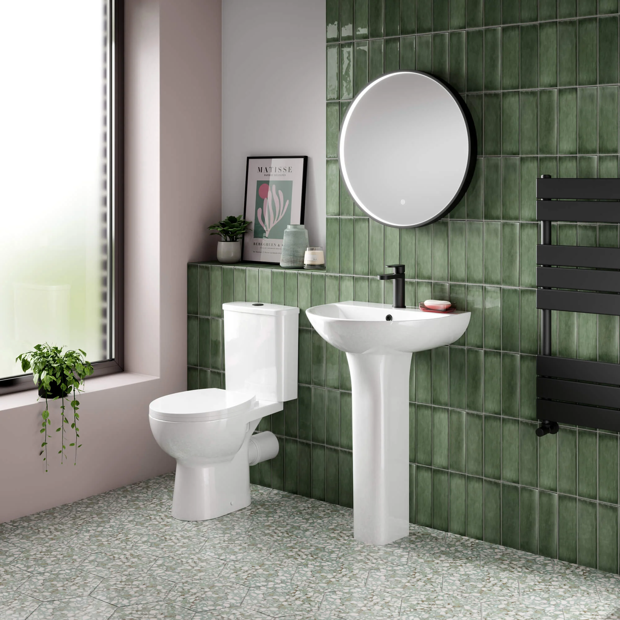 Nuie Fantine Rimless Toilet Pan with Push Button Cistern - Soft Close Seat - Image 2