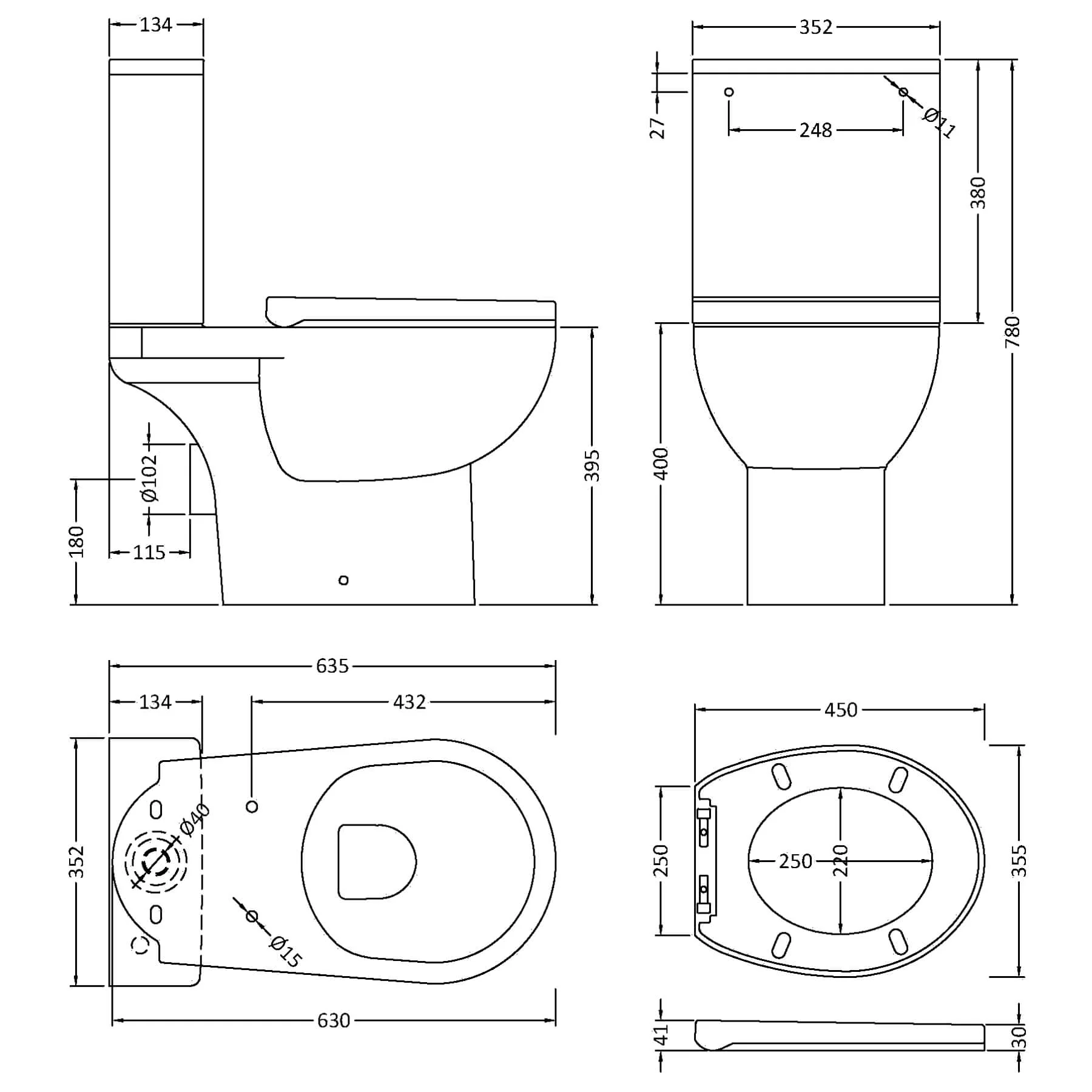 Nuie Fantine Rimless Toilet Pan with Push Button Cistern - Soft Close Seat - Image 3