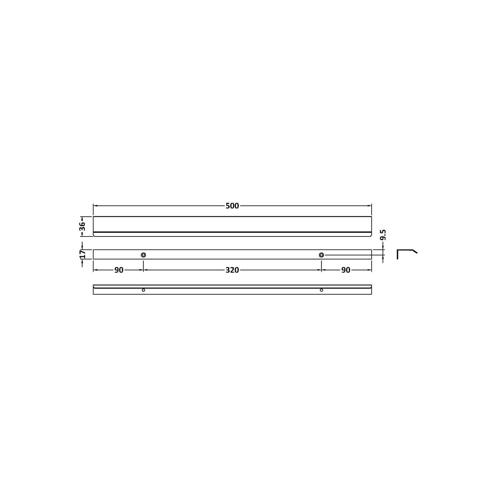 Nuie Slimline Finger Pull Handle 500mm (320mm centre) - Brushed Bronze - Image 6