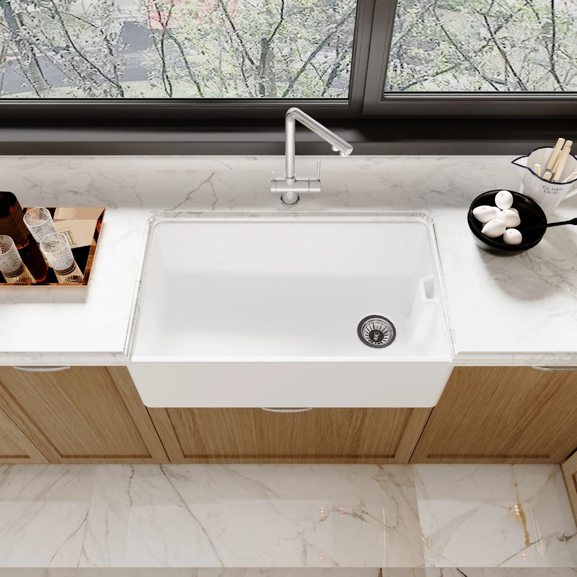 Nuie Fireclay Belfast Sink 795x460x245 - White - Image 3