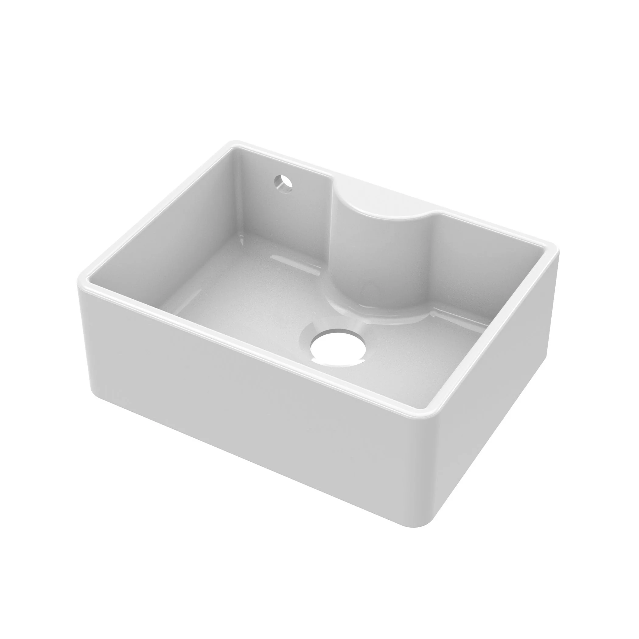 Nuie Fireclay Butler Tap Ledge Sink with Overflow 595 x 450 - White - Image 2