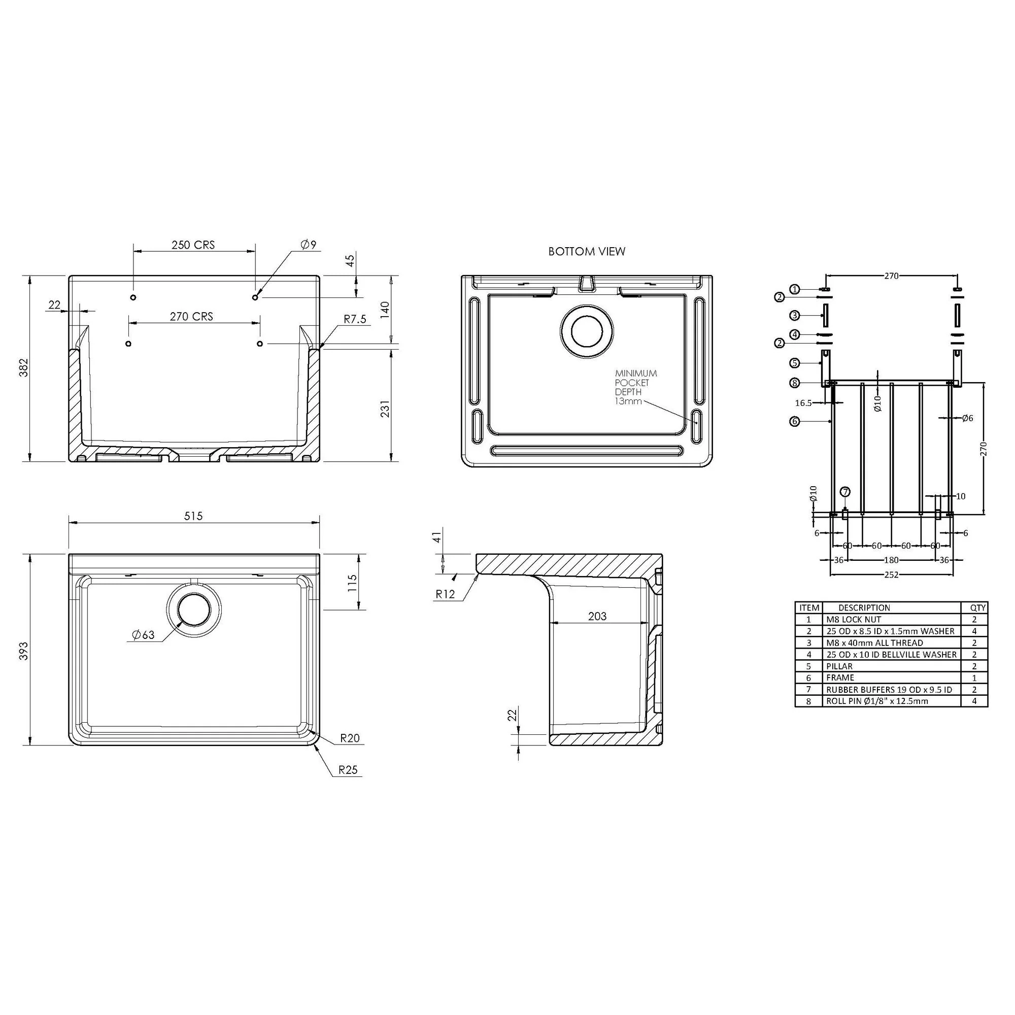 Nuie Fireclay Cleaner Sink 515x382x393 - White - Image 4