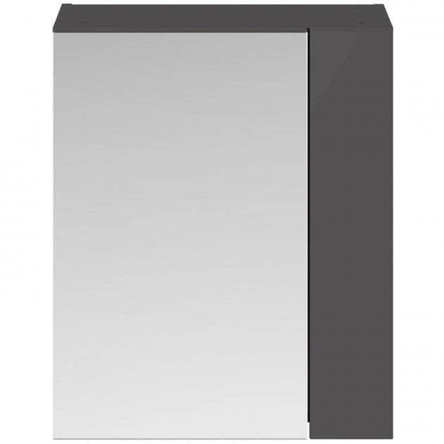 Nuie Fusion 600mm 2-Door Mirrored Cabinet - Gloss Grey
