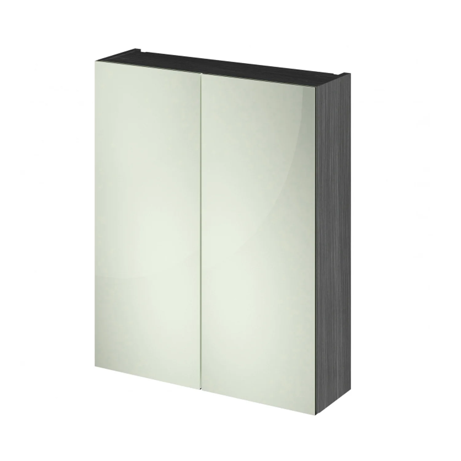 Nuie Fusion Wall Mounted 2-Door Mirrored Cabinet - Anthracite Woodgrain