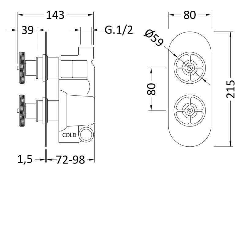 Revolve Concealed Shower Valve Dual Handle Chrome - Image 2