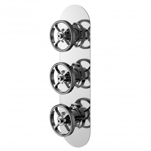 Revolve Concealed Shower Valve with Diverter Triple Handle Chrome