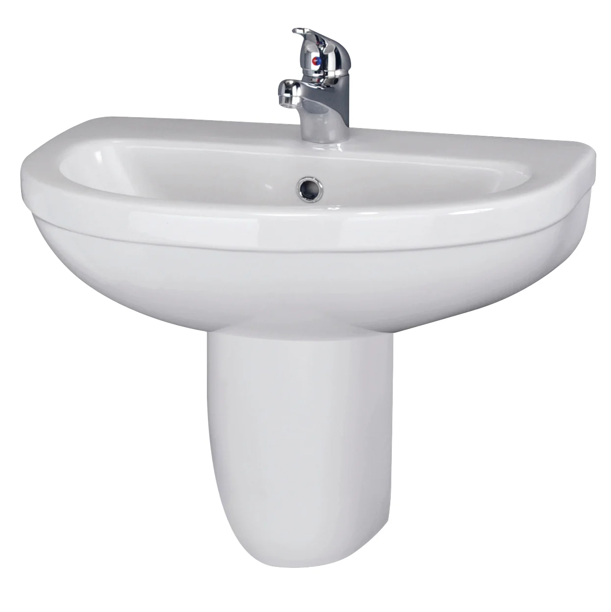 Nuie Ivo 550mm Basin 1TH & Semi Pedestal - White