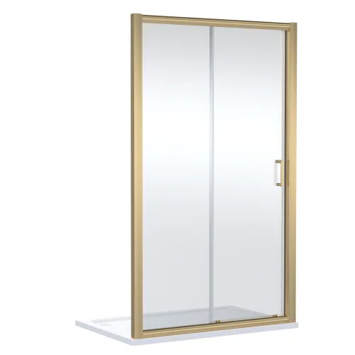 Lucie Brushed Brass 1700mm Sliding Shower Door - 8mm Glass - Image 3