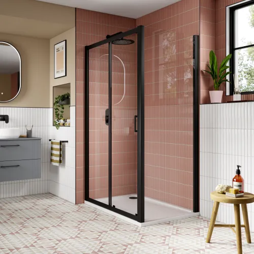 Lucie Matt Black 1200mm Sliding Shower Door - 8mm