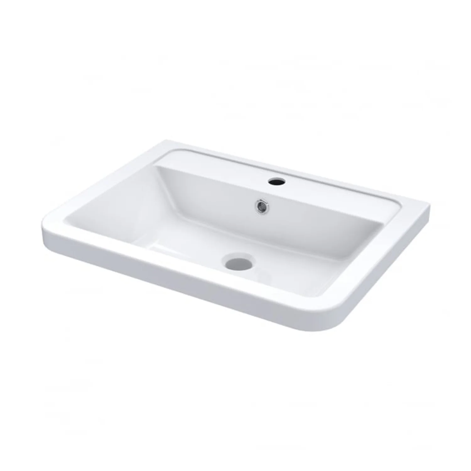 Nuie Lunar 600mm Wall Hung 1 Drawer Unit & Ceramic Basin - Satin White - Image 2