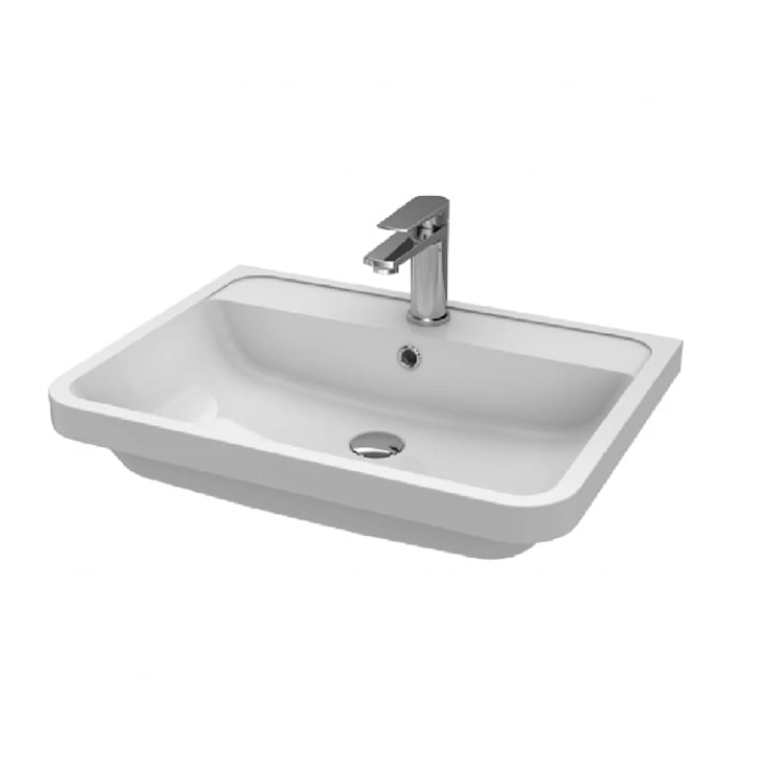 Nuie Lunar 600mm Wall Hung 1 Drawer Unit & Polymarble Basin - Satin Green - Image 2