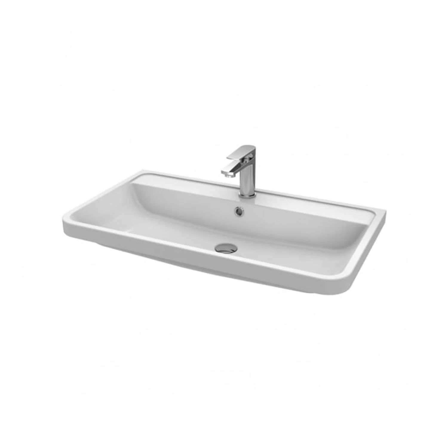 Nuie Lunar 800mm Floor Standing 2-Drawer Unit & Polymarble Basin - Satin Grey - Image 2