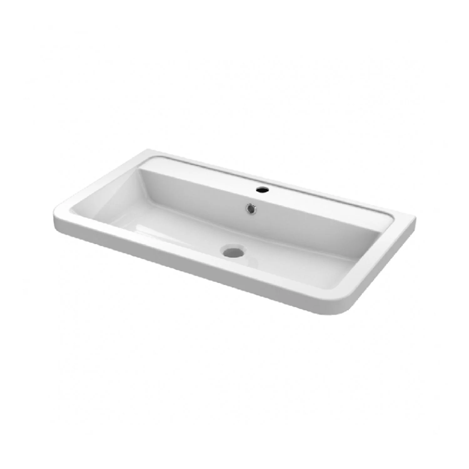 Nuie Lunar 800mm Wall Hung 1 Drawer Unit & Ceramic Basin - Satin Blue - Image 2