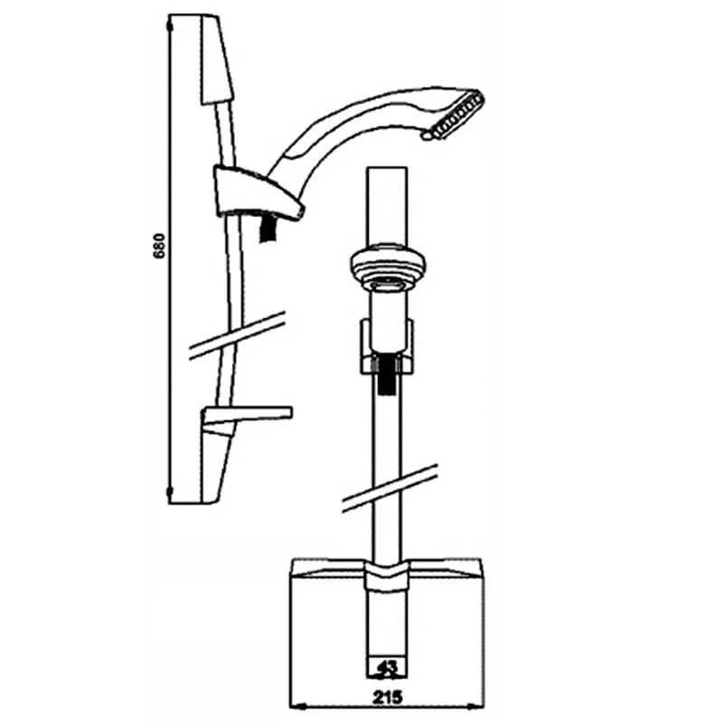 Nuie Luxury Slider Shower Rail Kit 3 Function Handset Chrome - Image 2