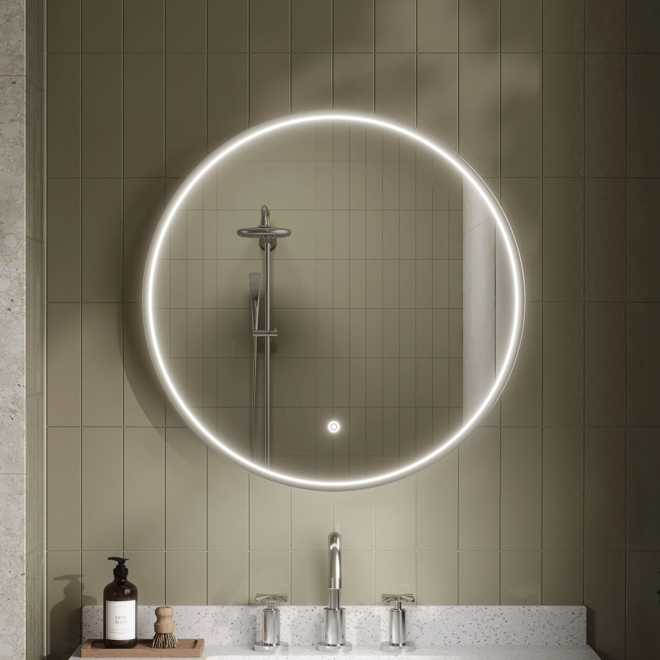 Nuie Mensa Inset Frame Led Mirror 600mm - Chrome