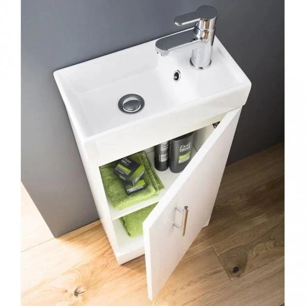 Nuie Minimalist 400mm Wall Hung Basin Vanity Unit - White - Image 4