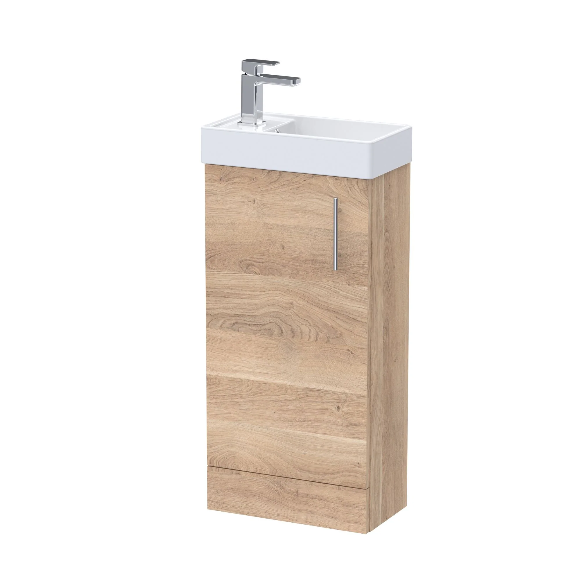 Nuie Minimalist 400mm Floorstanding Basin Vanity Unit - Beach Oak - Image 2