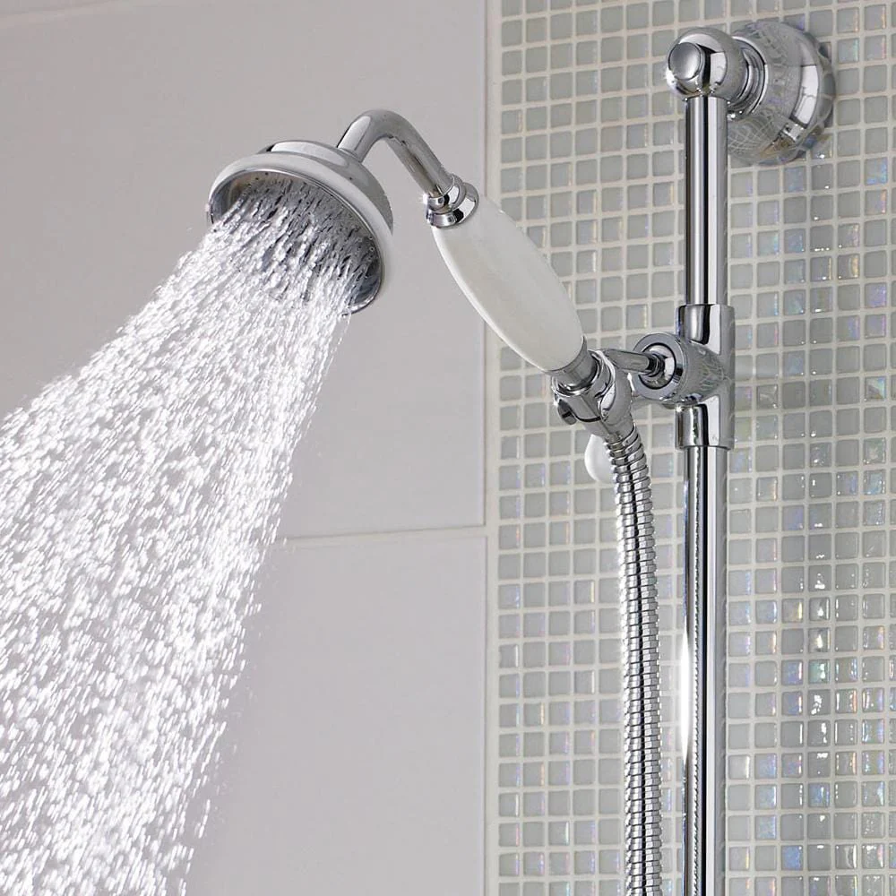 Nuie White Topaz Large Traditional Shower Handset - Chrome / White - Image 2