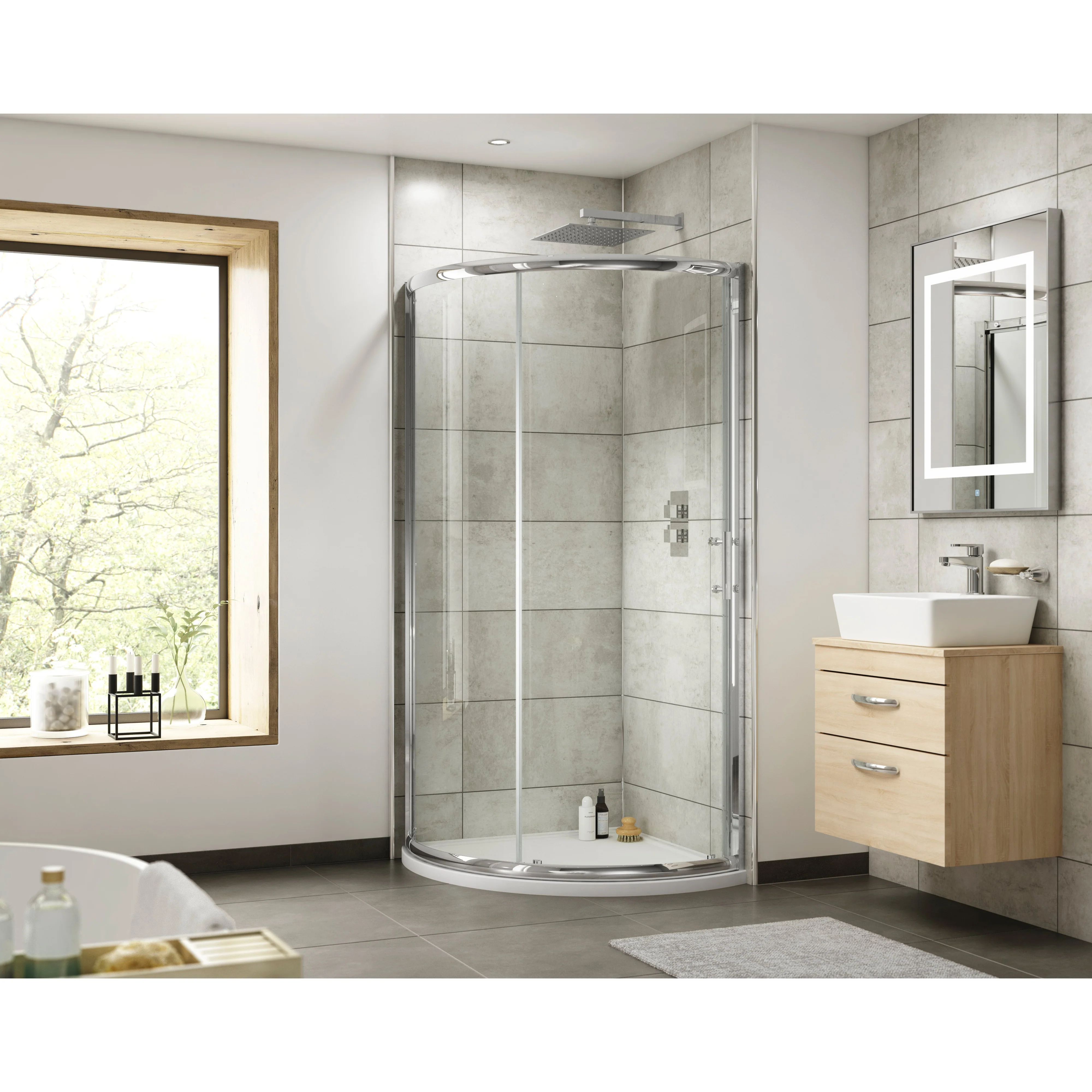 Nuie Pacific 860mm Single Entry Quadrant - Polished Chrome - AQSE1 - Image 3