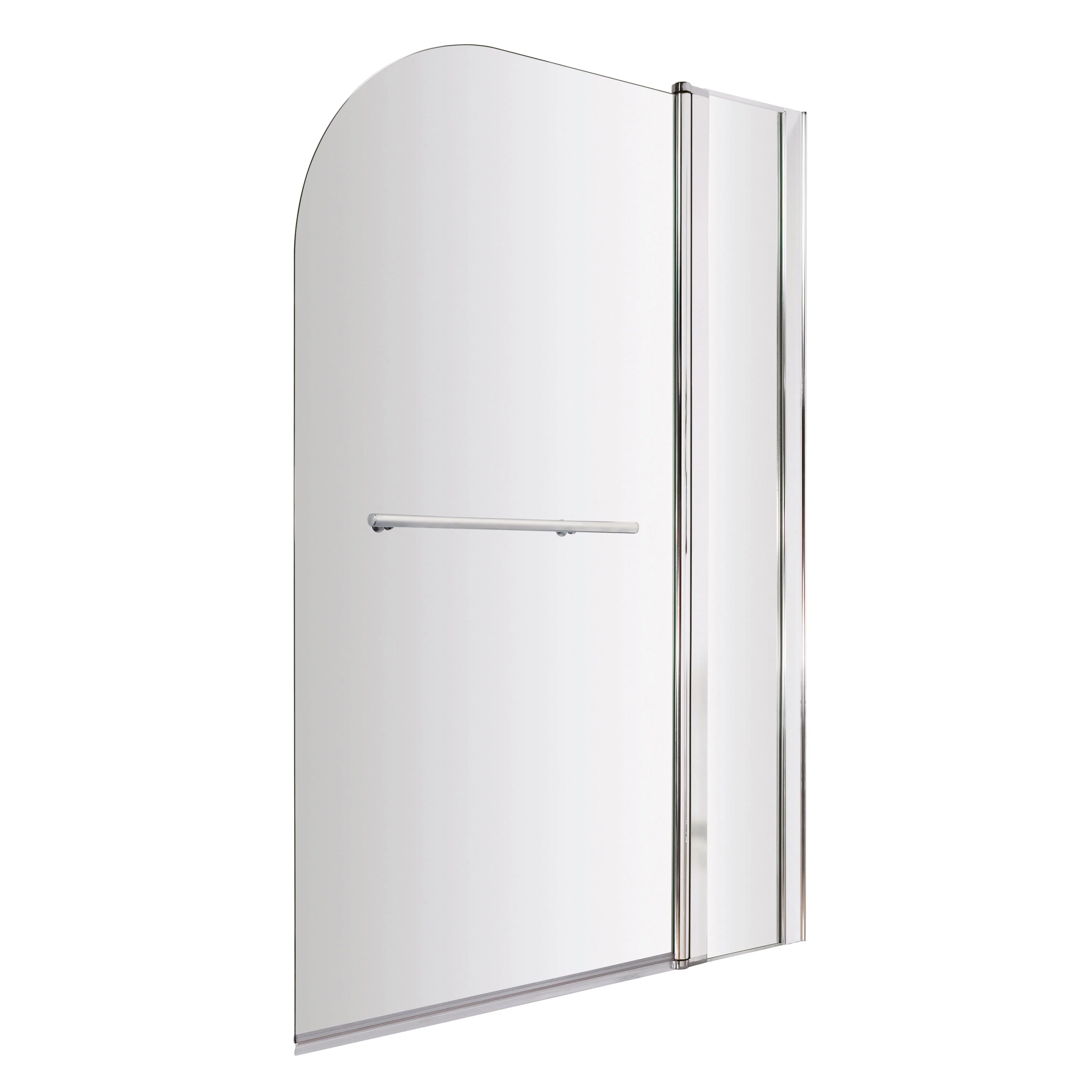 Nuie Pacific Hinged Round Bath Screen with Fixed Panel & Rail  - Polished Chrome - Image 3