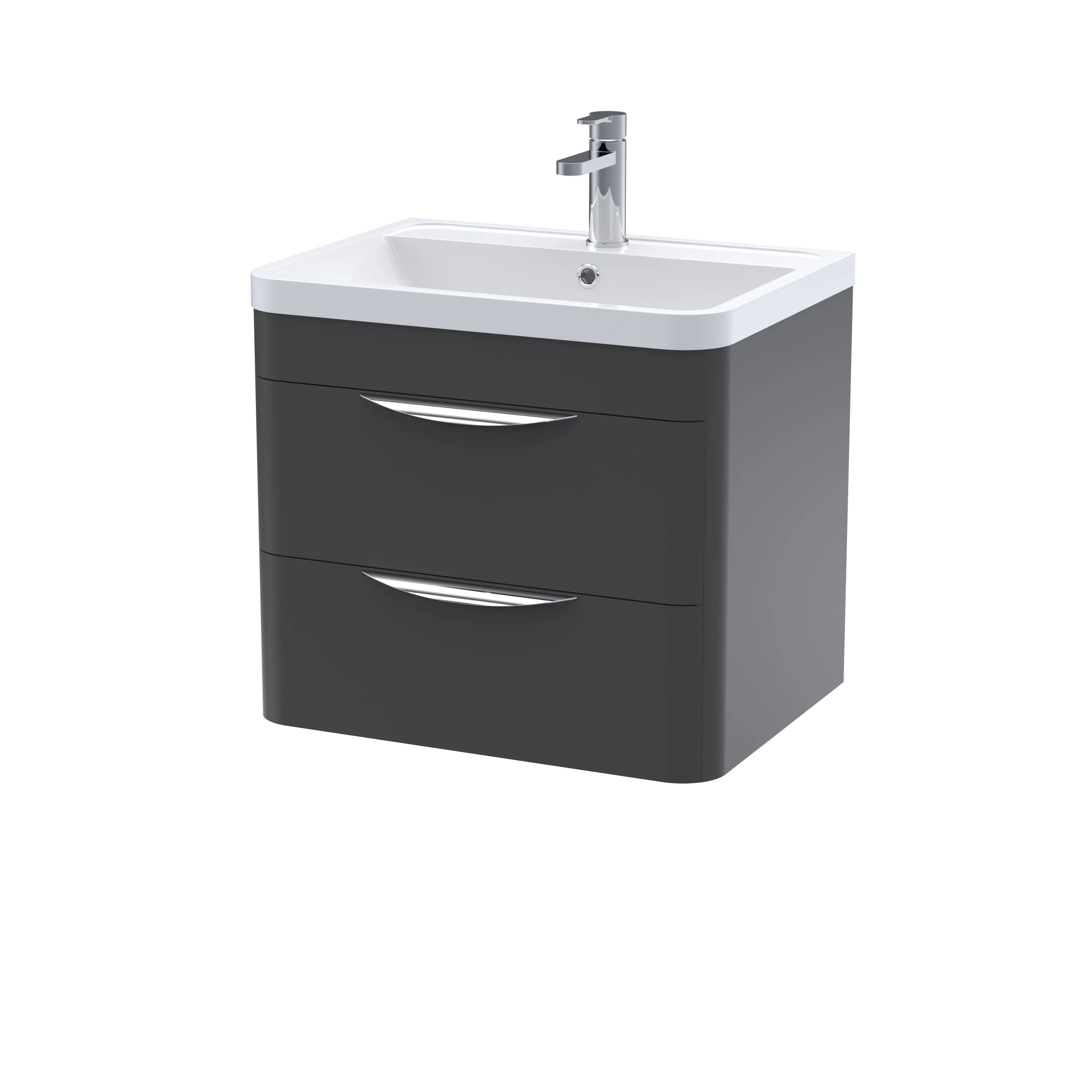 Nuie Parade 600mm Wall Hung 2-Drawer Basin & Cabinet - Satin Anthracite