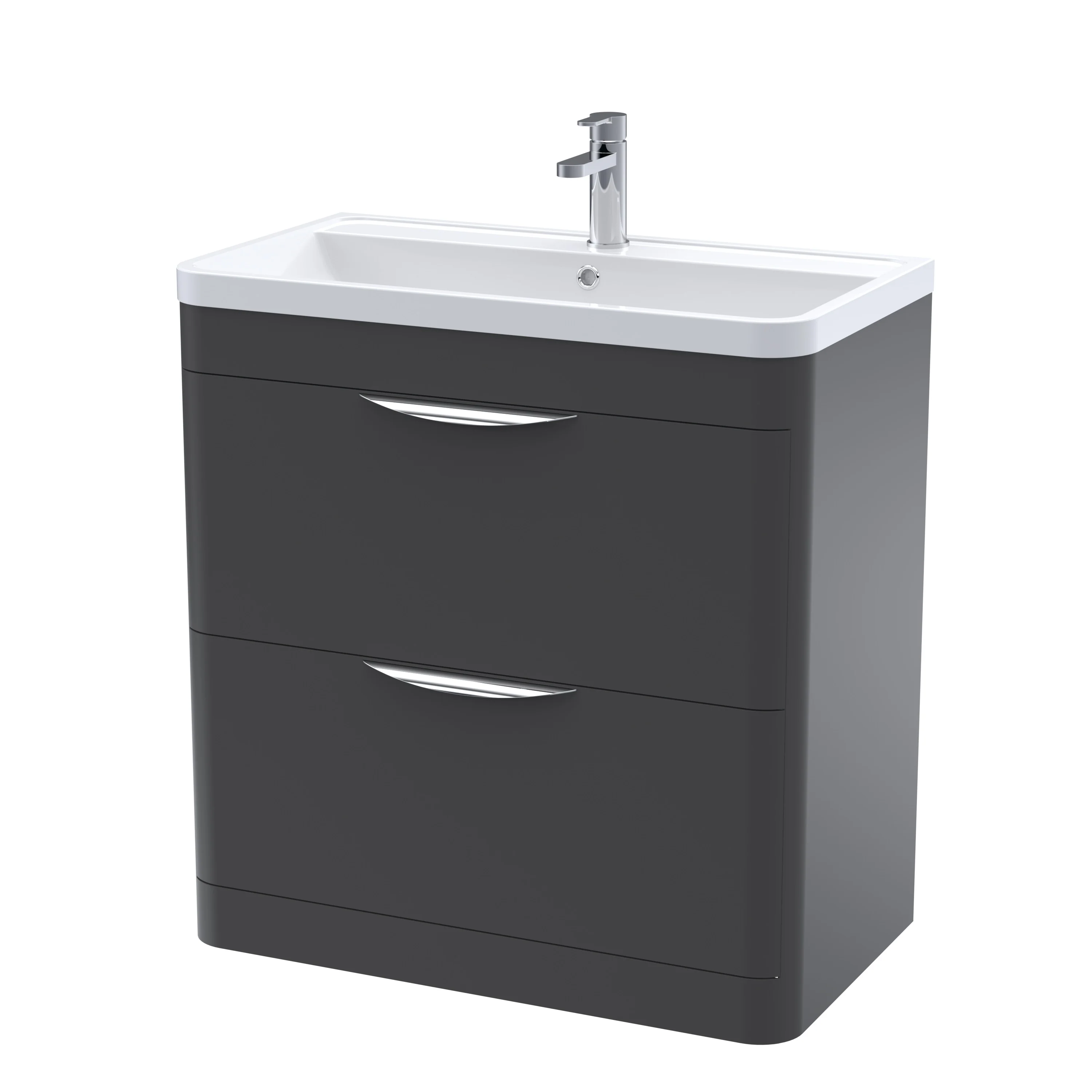 Nuie Parade 800mm Floor Standing 2-Drawer Basin & Cabinet - Satin Anthracite