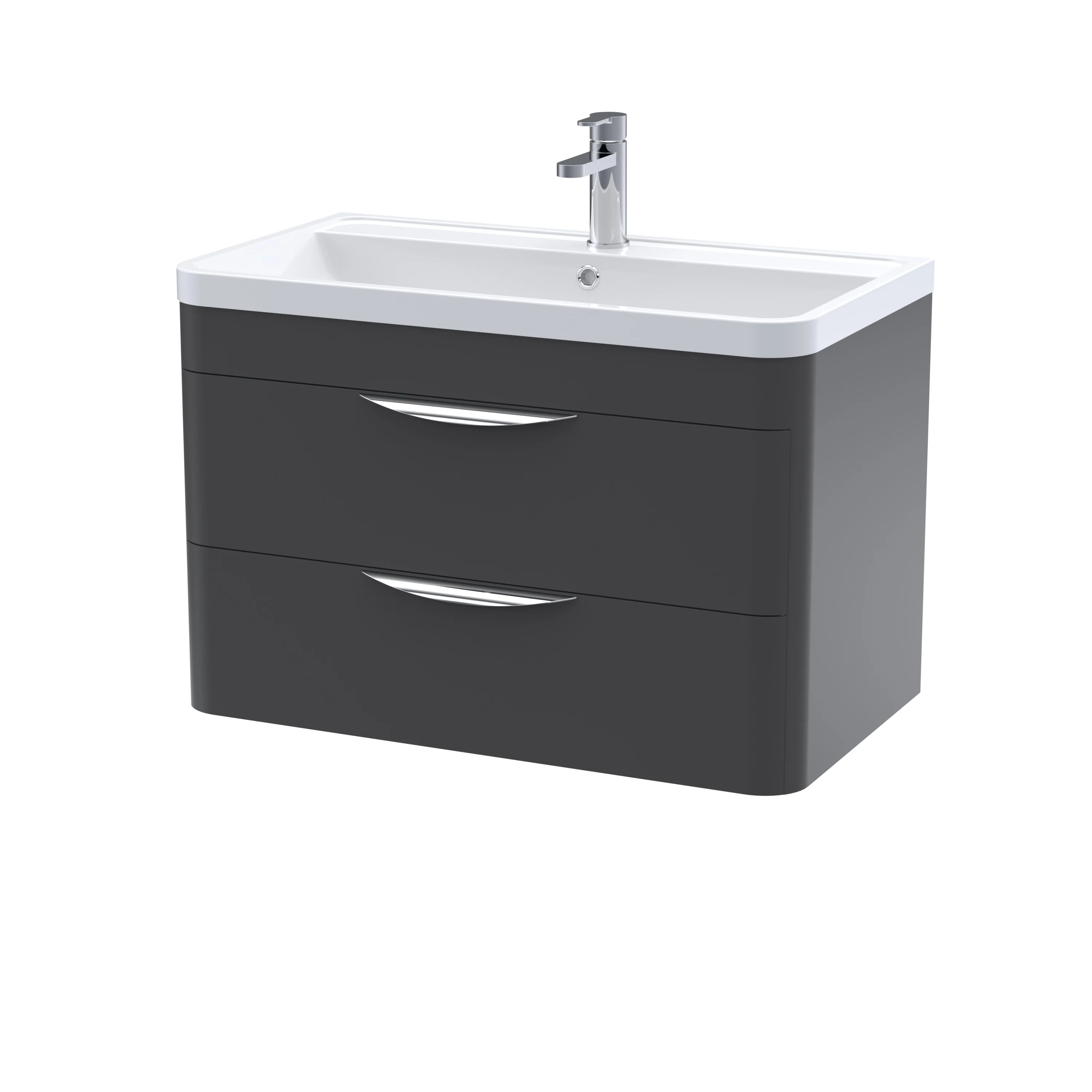 Nuie Parade 800mm Wall Hung 2-Drawer Basin & Cabinet - Satin Anthracite