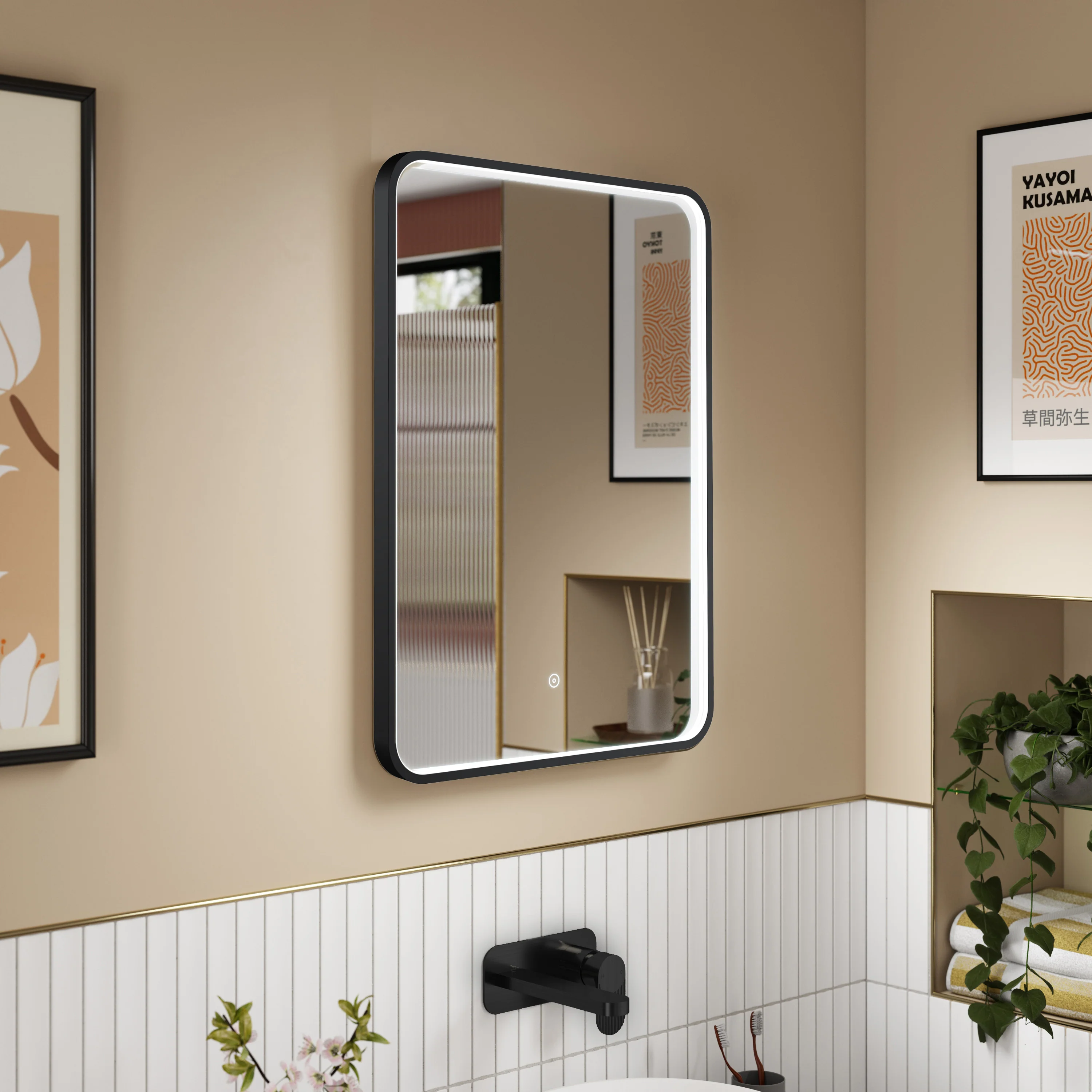 Nuie Pictor Inset Frame Led Mirror 700 x 500mm - Black - Image 2
