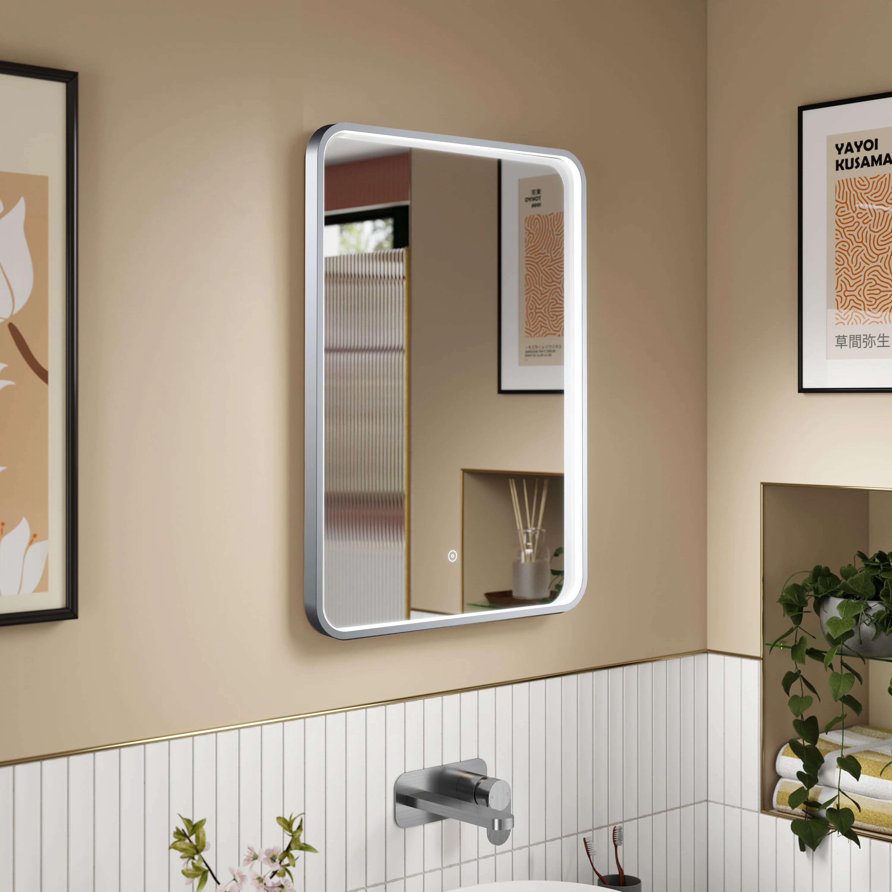 Nuie Pictor Inset Frame Led Mirror 700 x 500mm - Chrome - Image 2