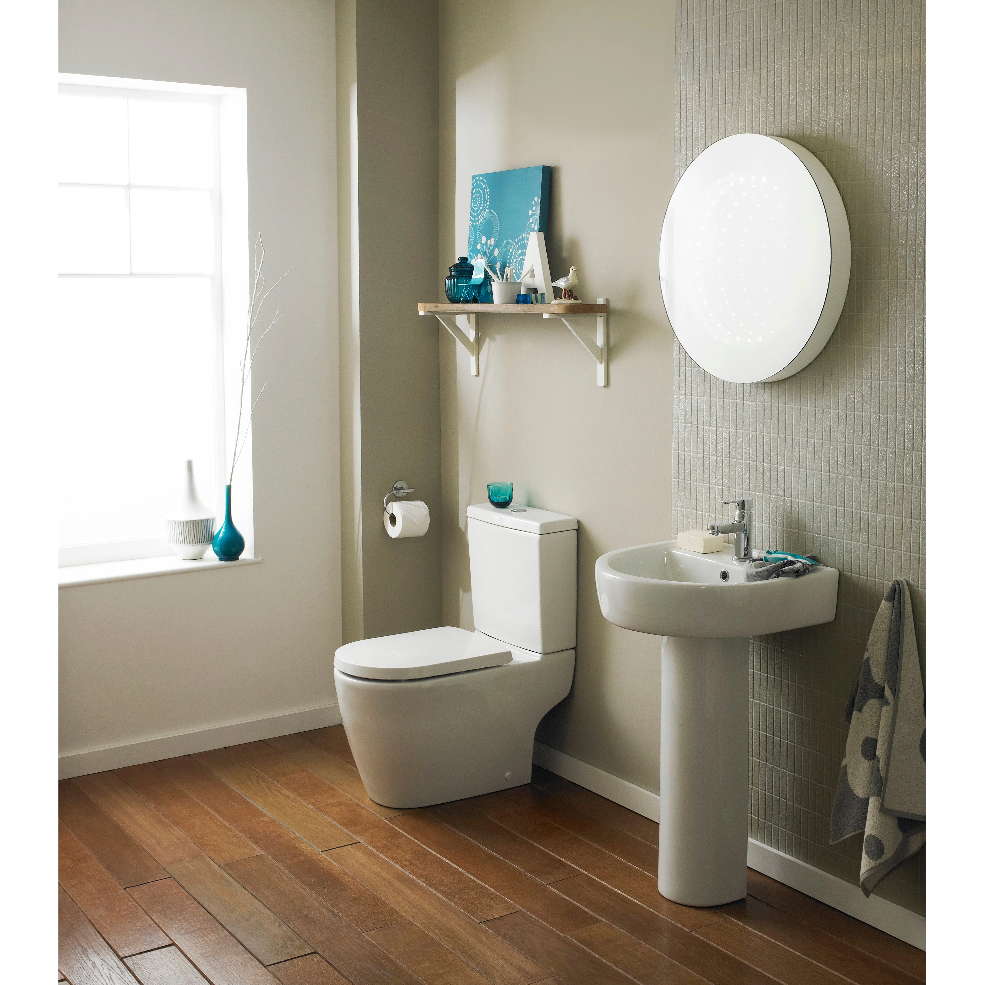 Nuie Provost 420mm Basin & Pedestal - White - Image 3