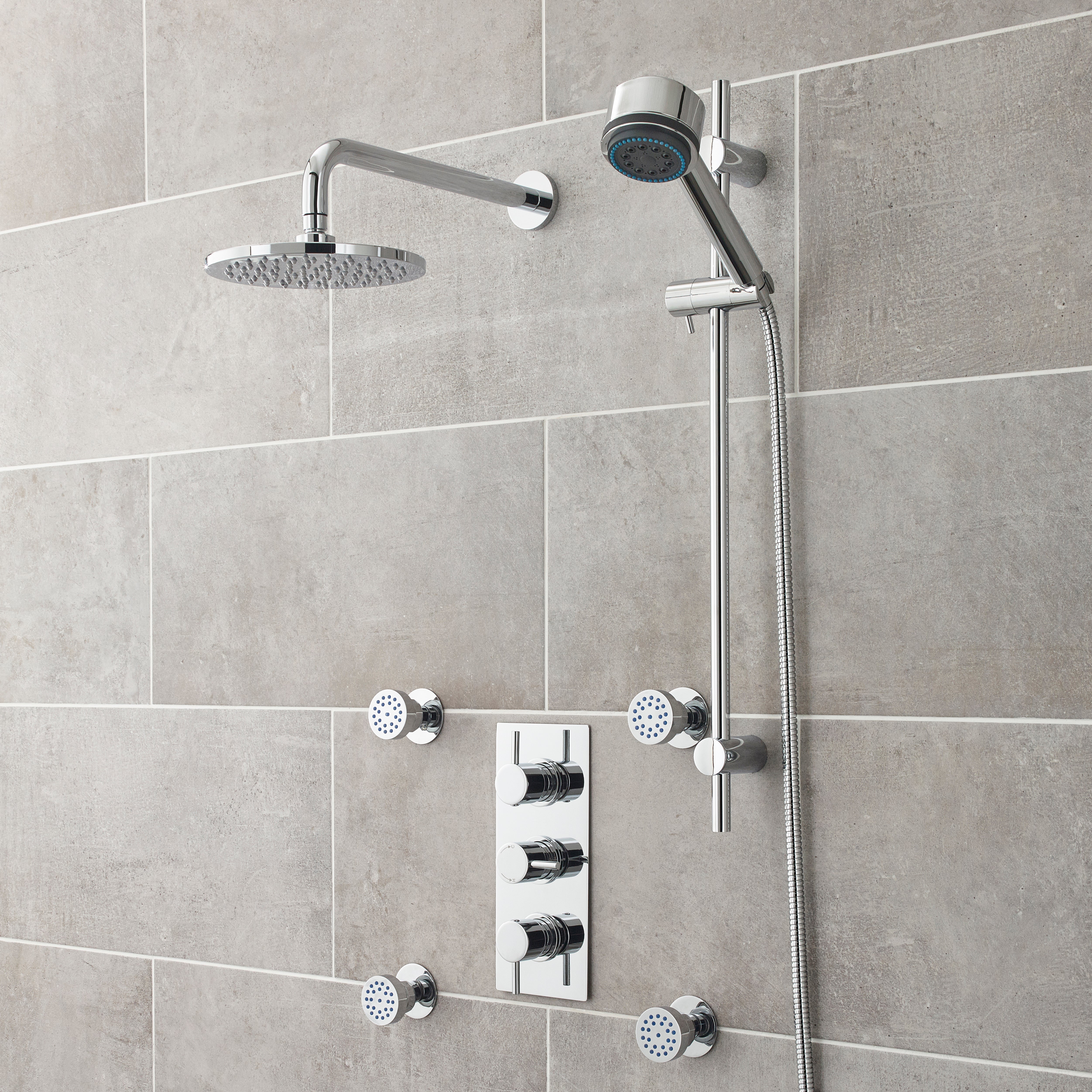 Nuie Quest Rectangular Concealed Shower Triple Valve With Diverter - Chrome - Image 3
