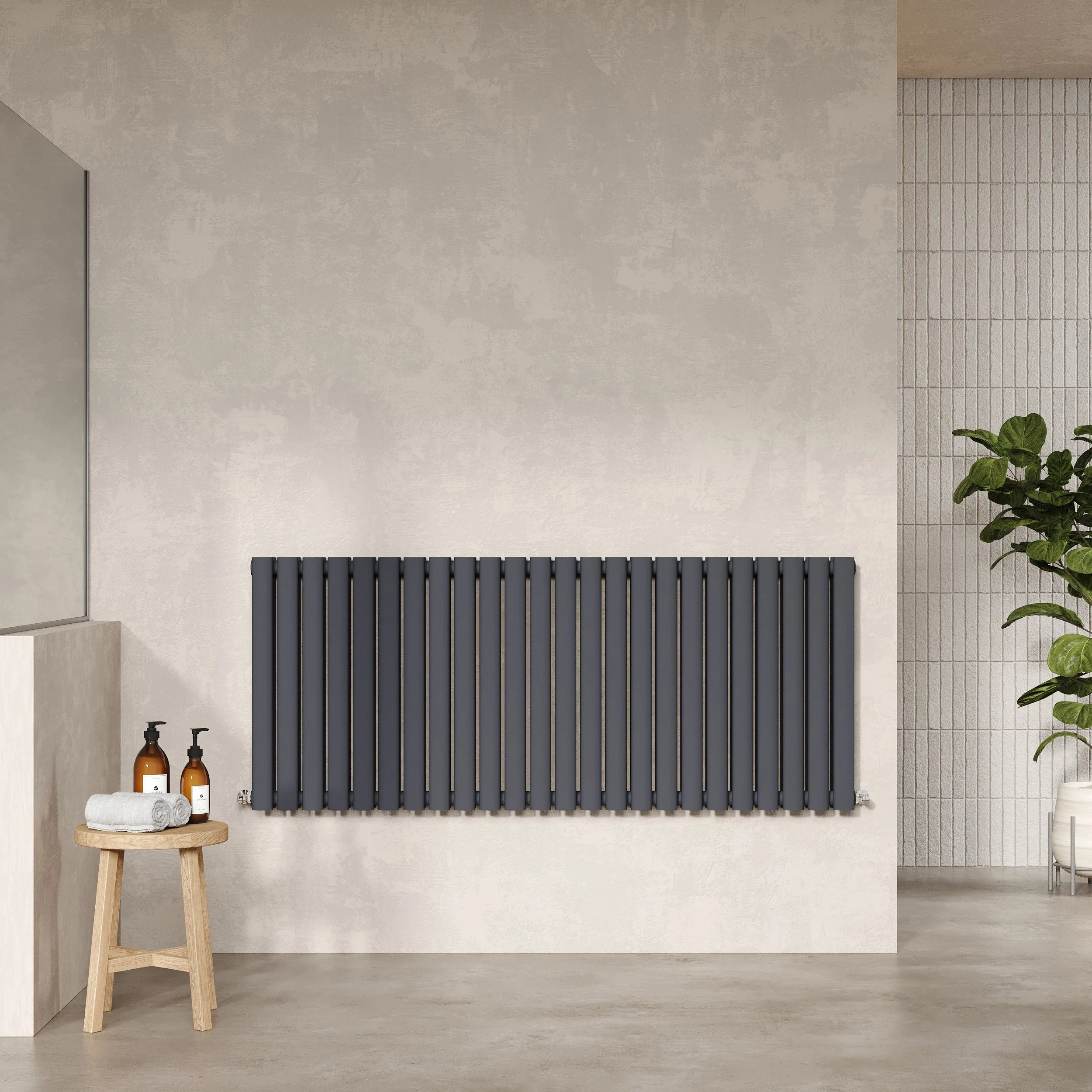 Nuie Revive Horizontal Double Panel Radiator 600 x 1398 - Anthracite