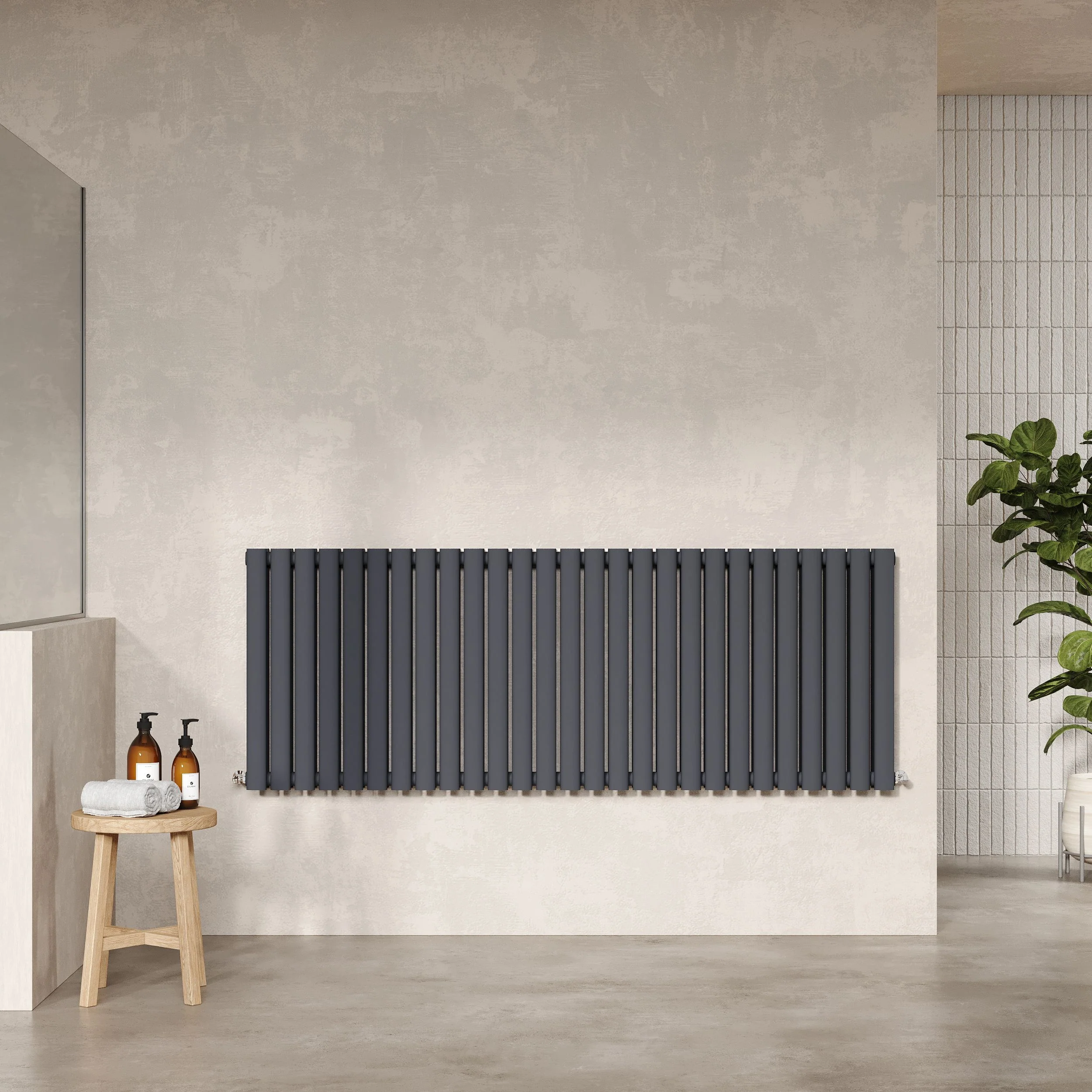 Nuie Revive Horizontal Double Panel Radiator 600 x 1572 - Anthracite