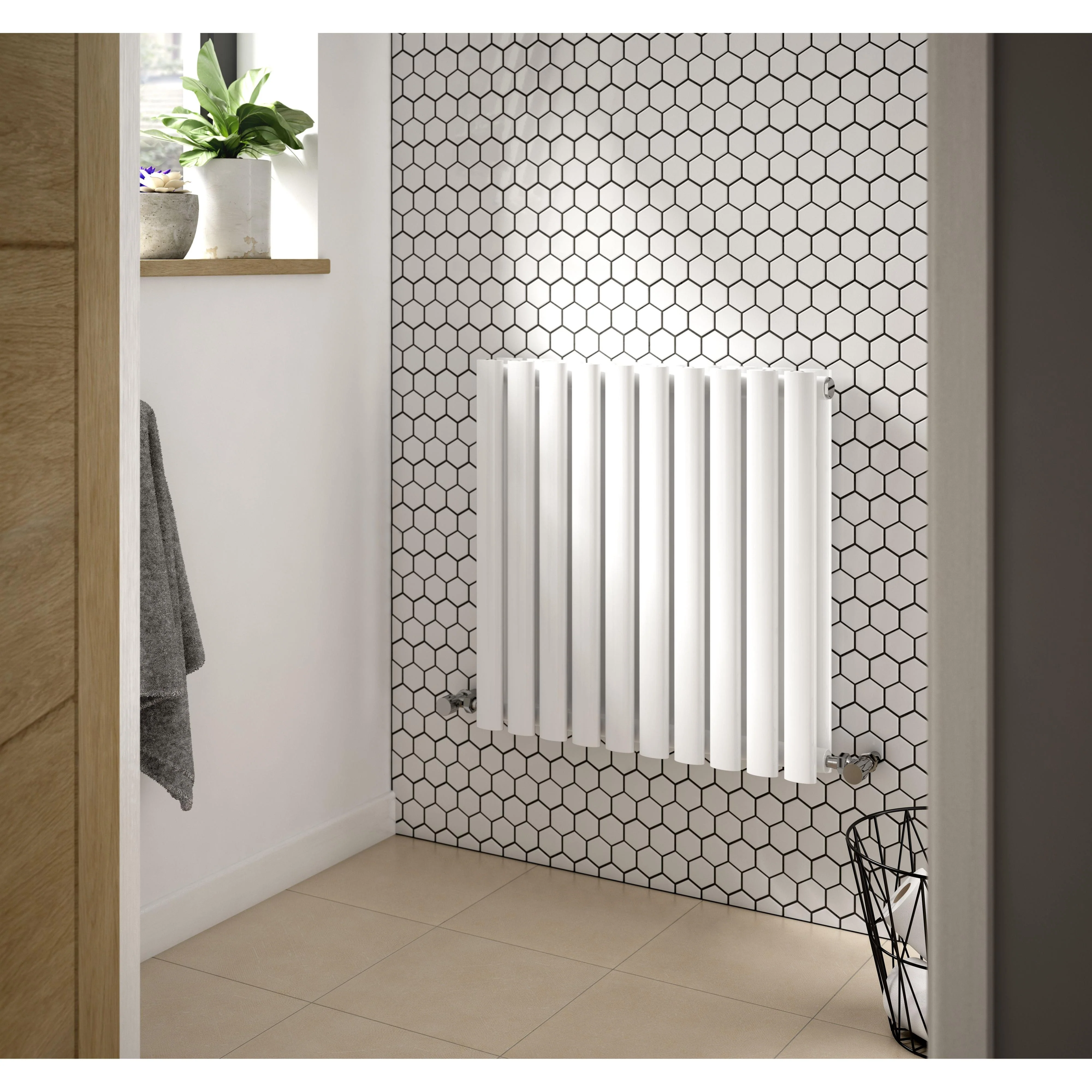 Nuie Revive Horizontal Double Panel Radiator 600 x 586 - High Gloss White
