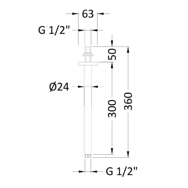 Nuie Round 300mm Ceiling-Mounted Arm - Image 2