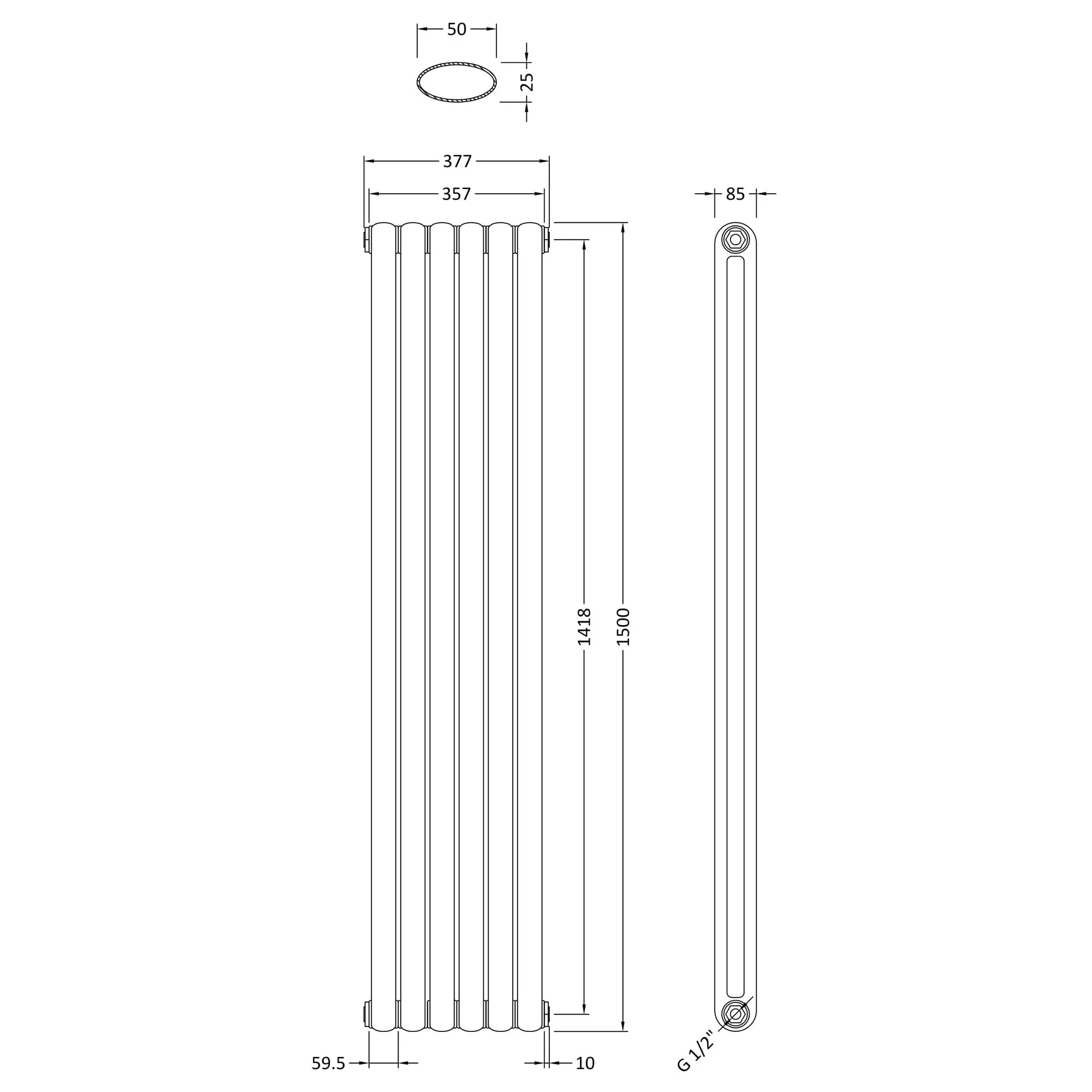 Nuie Salvia Designer Radiator - Anthracite - HSA006 - Image 5