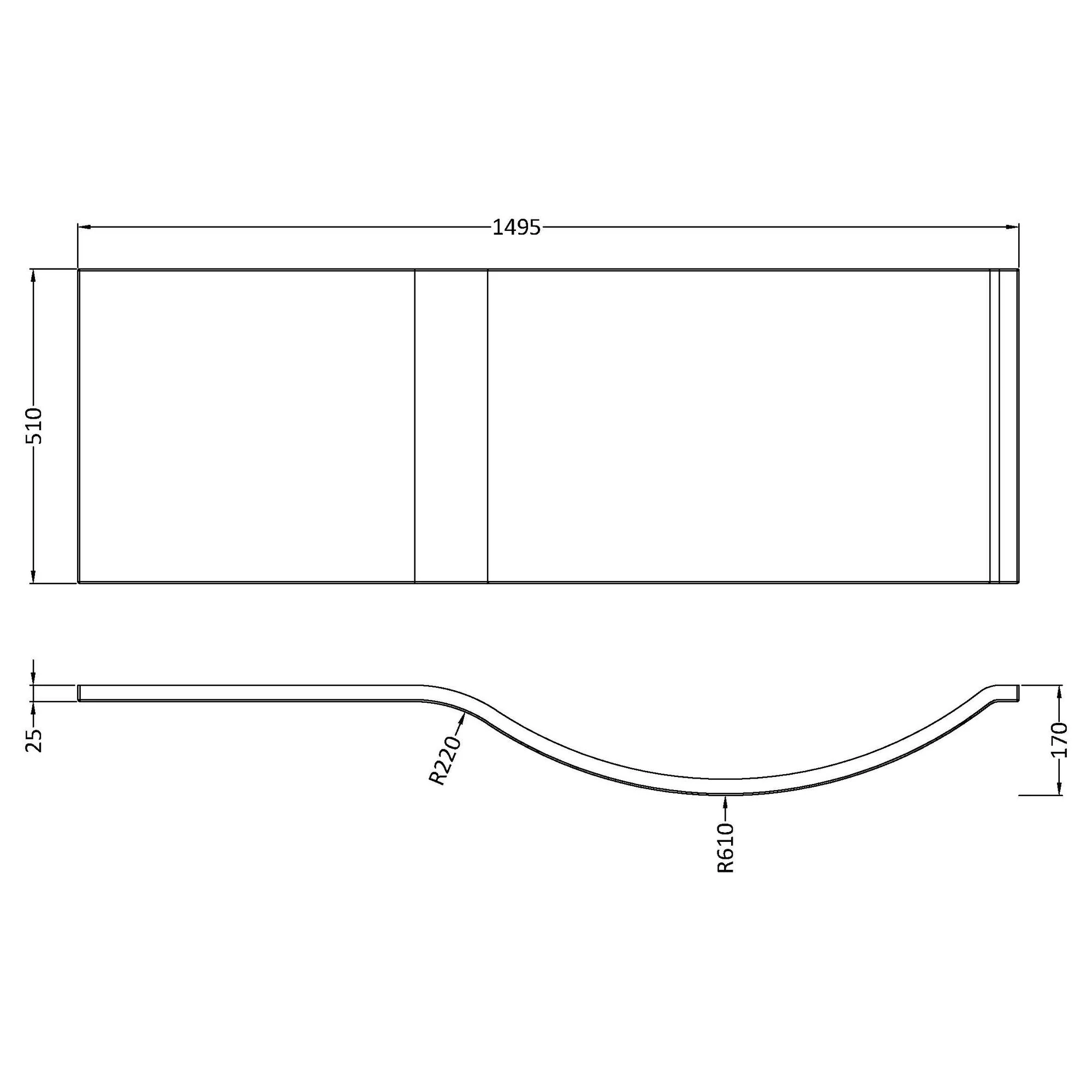 Nuie P-Shaped Shower Bath Front Panel (1500mm) - White - WBP202 - Image 4