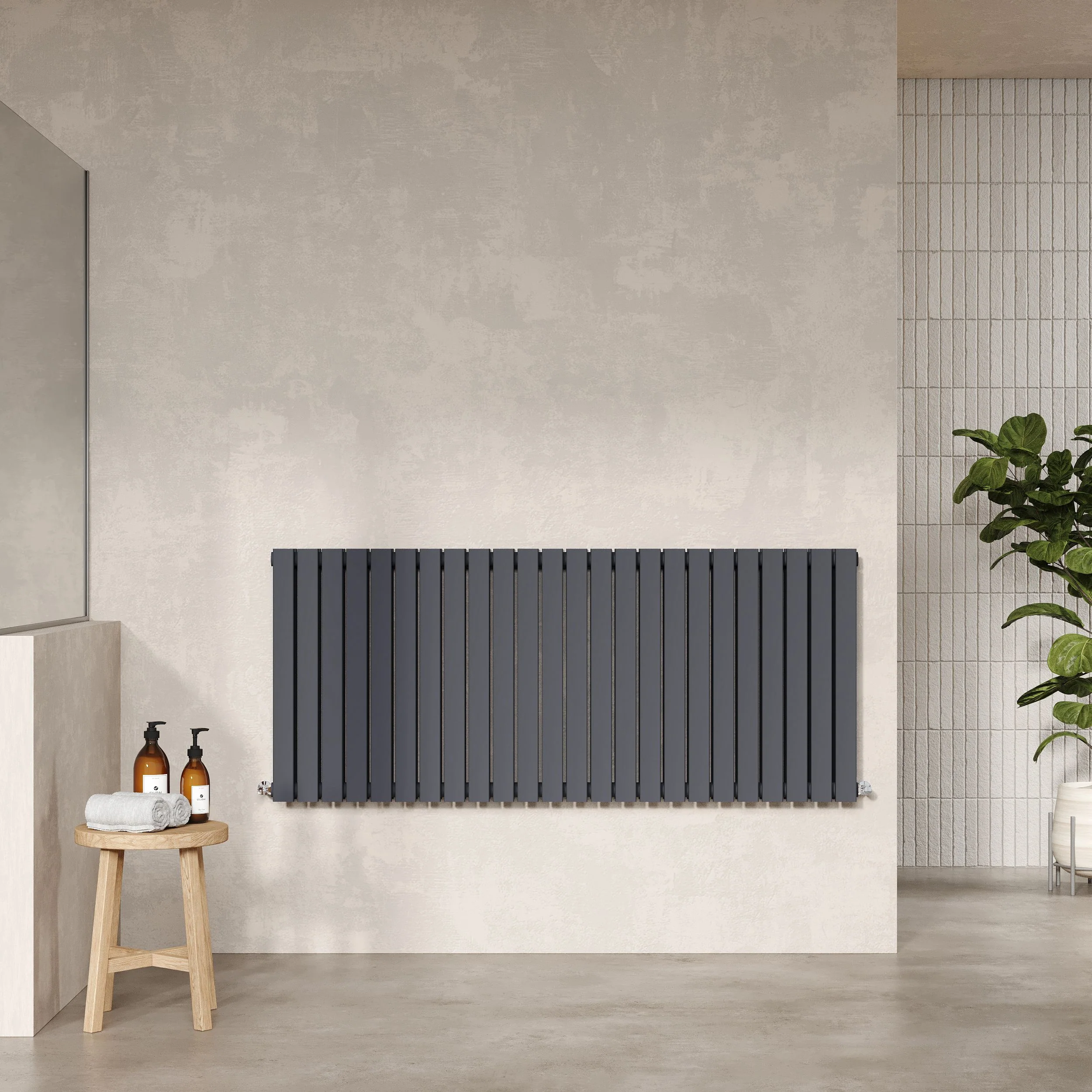 Nuie Sloane Horizontal Double Panel Radiator 600 x 1398 - Anthracite