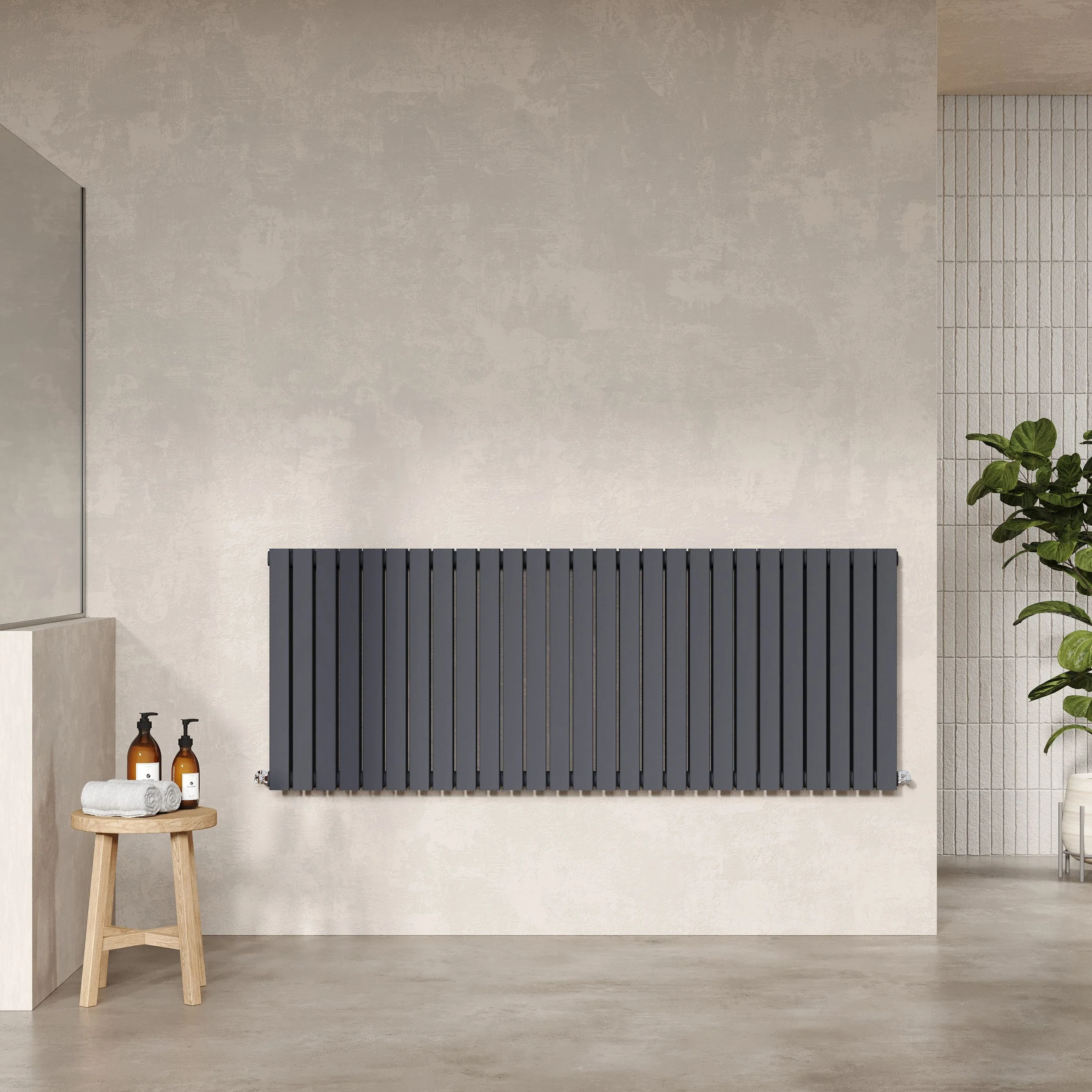 Nuie Sloane Horizontal Double Panel Radiator 600 x 1572 - Anthracite