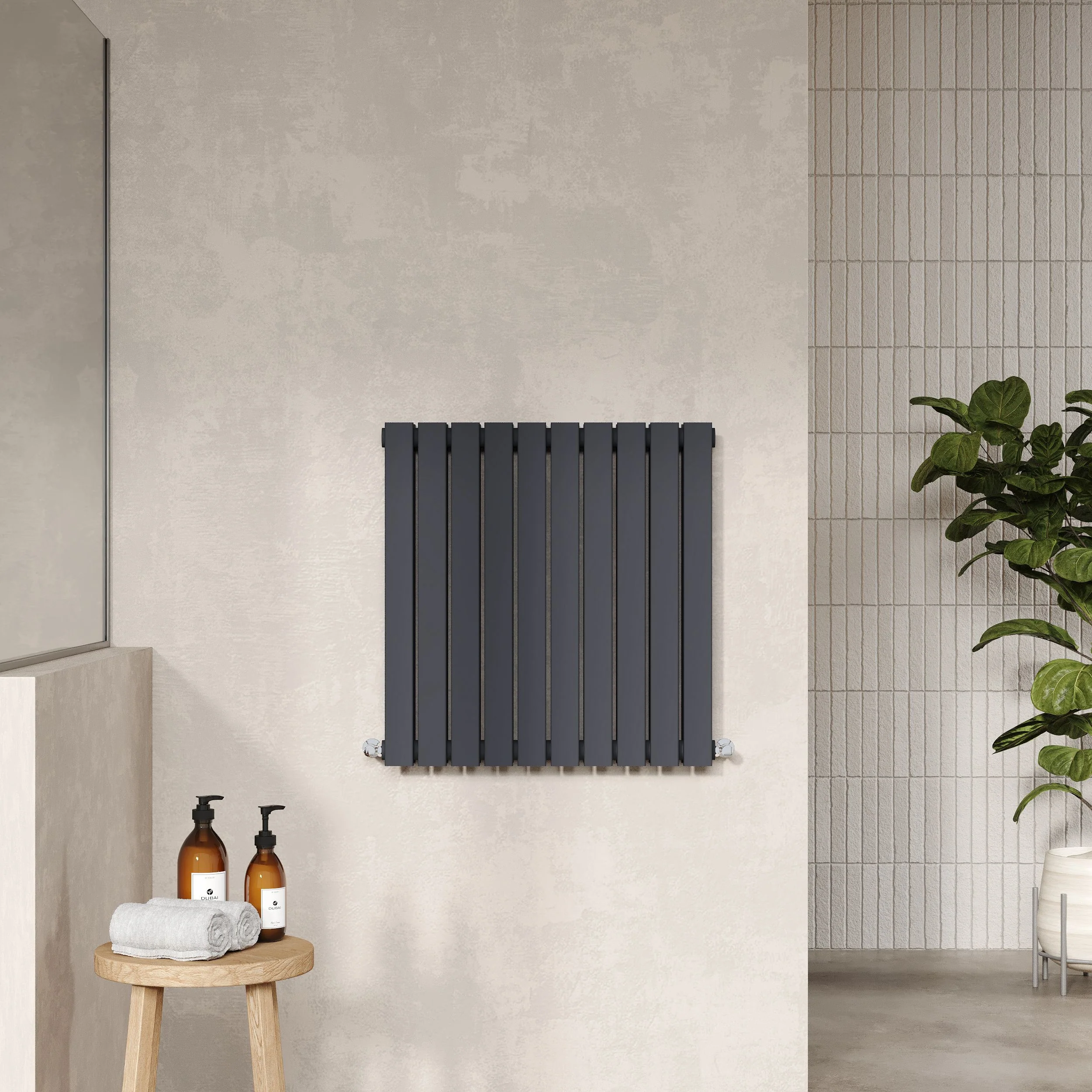 Nuie Sloane Horizontal Double Panel Radiator 600 x 586 - Anthracite