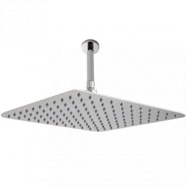 Nuie Stainless Steel Square Fixed Head and Ceiling Arm Chrome