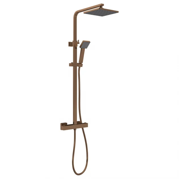Nuie Thermostatic Bar Mixer Shower with Shower Kit and Fixed Head - Brushed Bronze - Image 3
