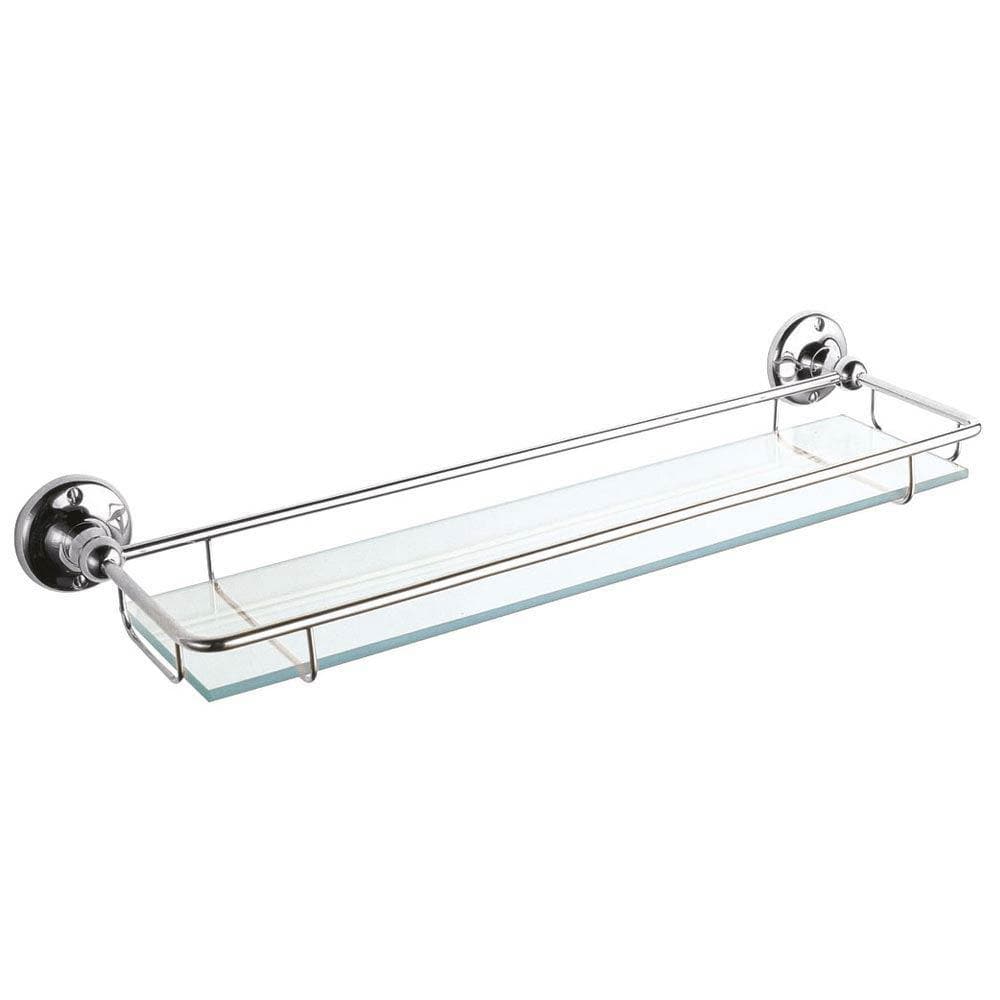 Nuie Traditional Chrome Glass Gallery Shelf