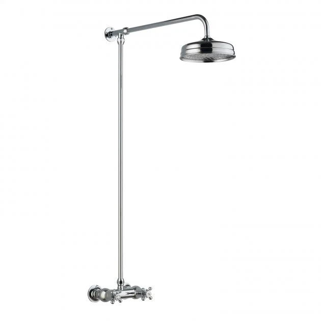 Nuie Traditional Thermostatic Shower Valve & Kit - Chrome / White
