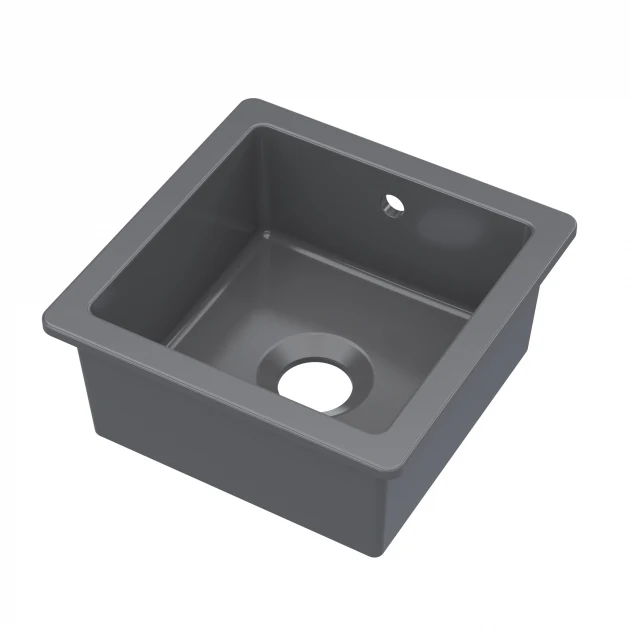 Nuie Undermount Fireclay Kitchen Sink Bowl with Overflow 457mm L x 457mm W - Soft Black