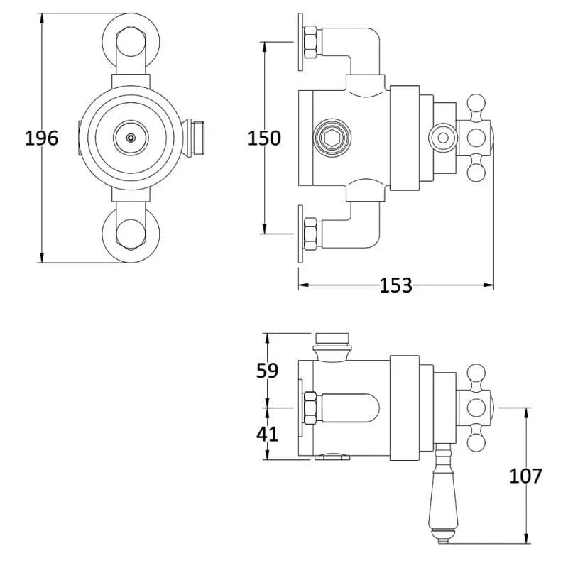 Nuie Victorian Dual Exposed Shower Valve Concentric Dual Handle - Image 3