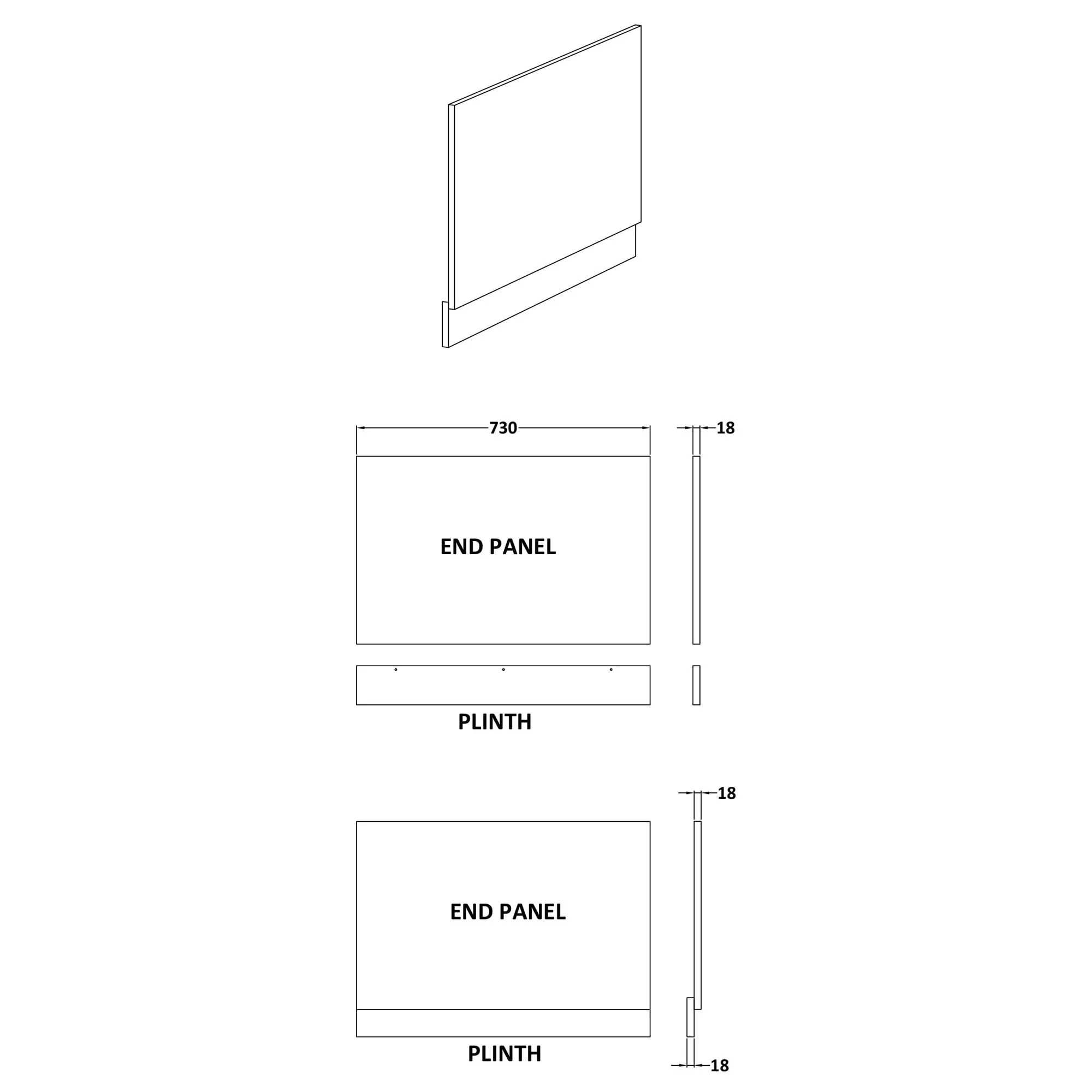 Nuie Waterproof Bath End Panel - Matt Grey 750mm - Image 3