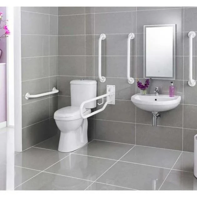 Nuie White Close Coupled Doc M Pack 5 x Grab Rails & Mixer Tap