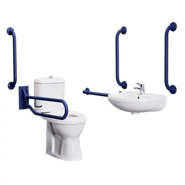 Nuie White Close Coupled Doc M Pack 5 x Grab Rails & Mixer Tap - Image 3