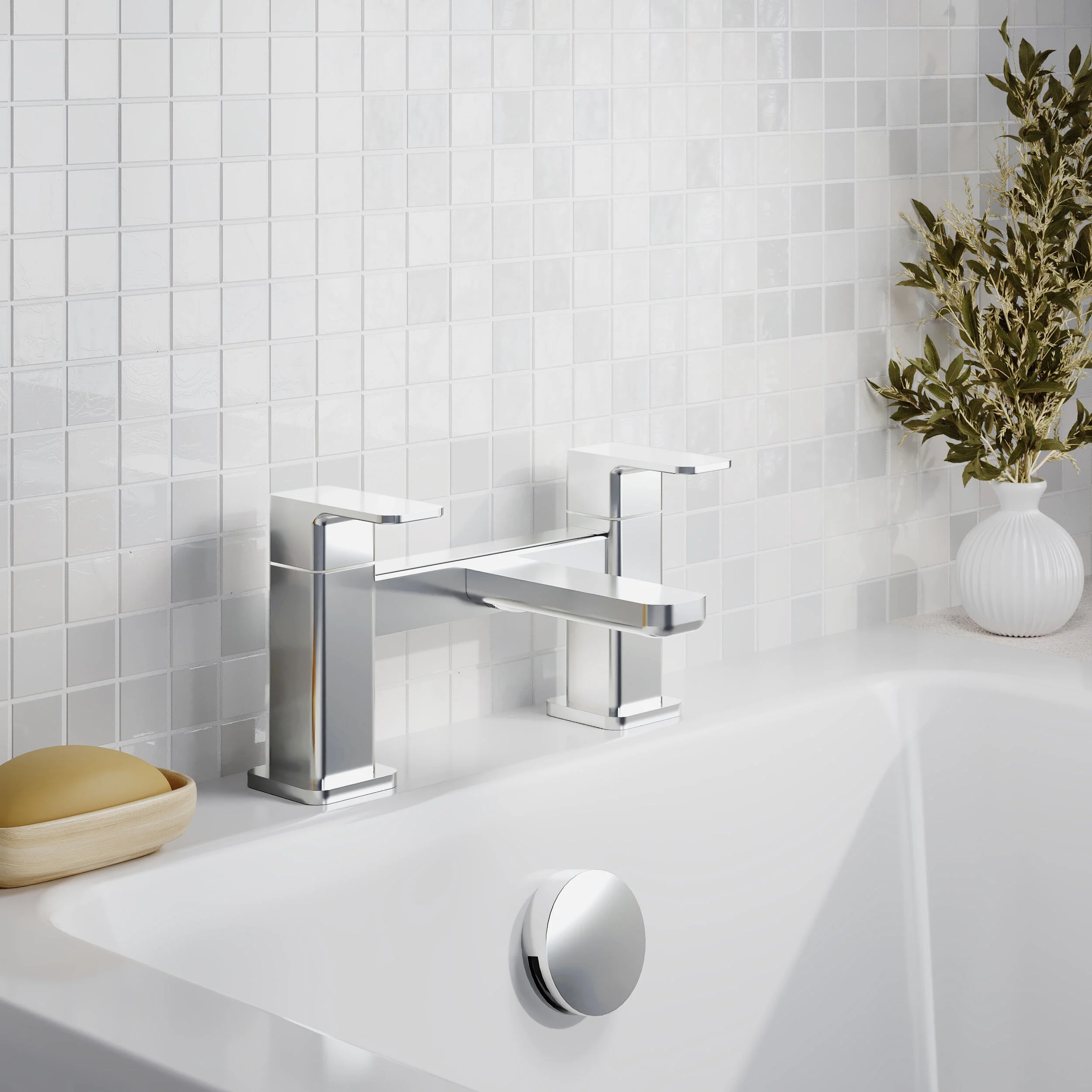 Nuie Windon Deck Mounted Bath Filler - Chrome